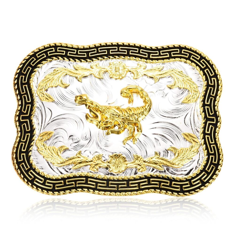 9370 Western Scorpion Belt Buckle , Cowboy Belt Buckles Golden Floral